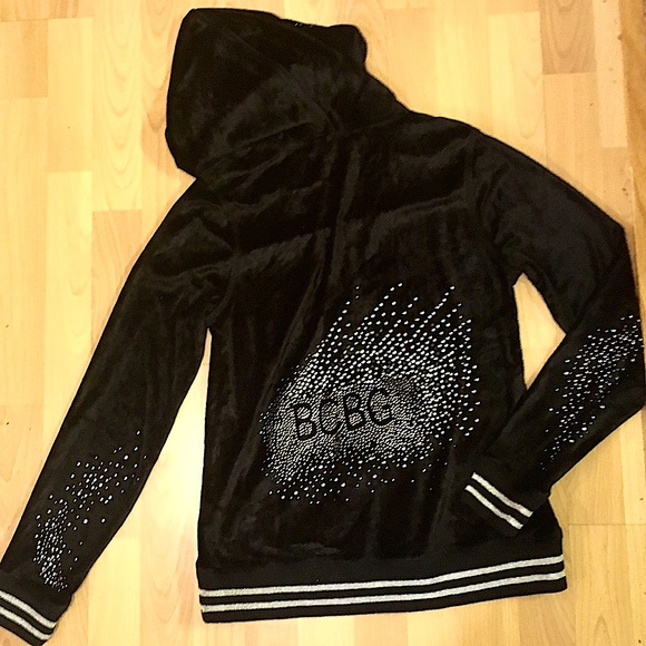 BCBG Maxazria Sz M Black Velour Top w Sparkle NWOT - Picture 2 of 4